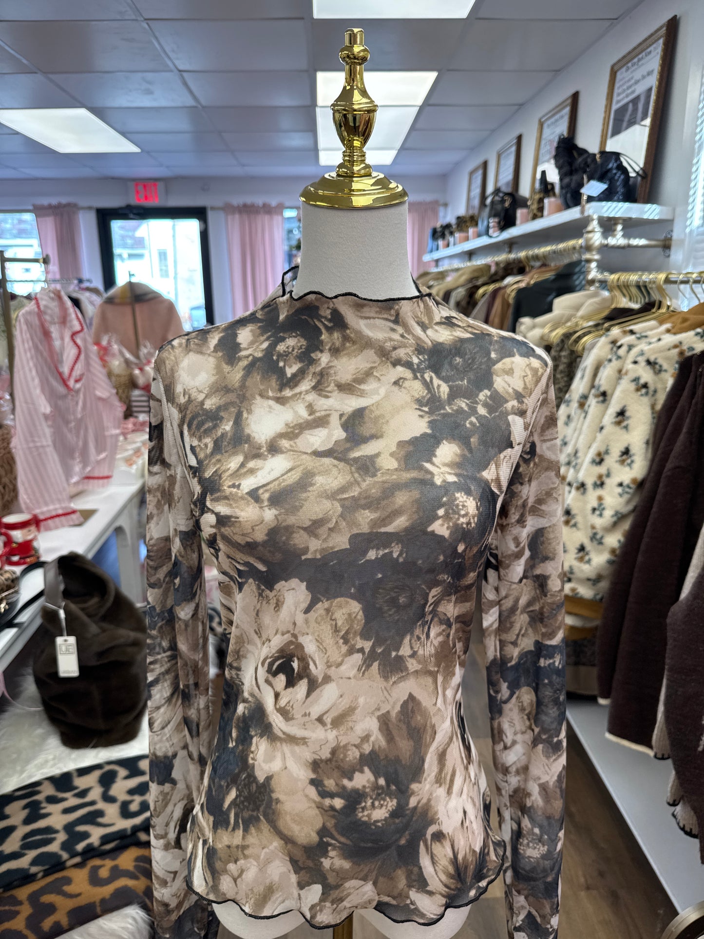 Brown Floral Long Sleeve