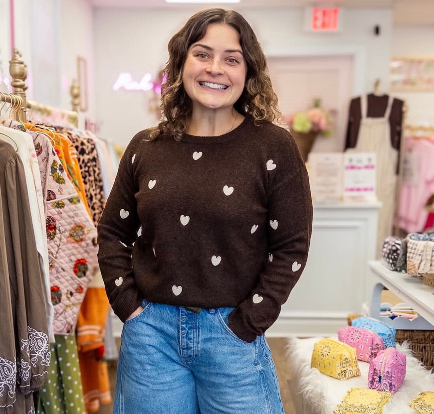 ASTRID Brown Heart Sweater