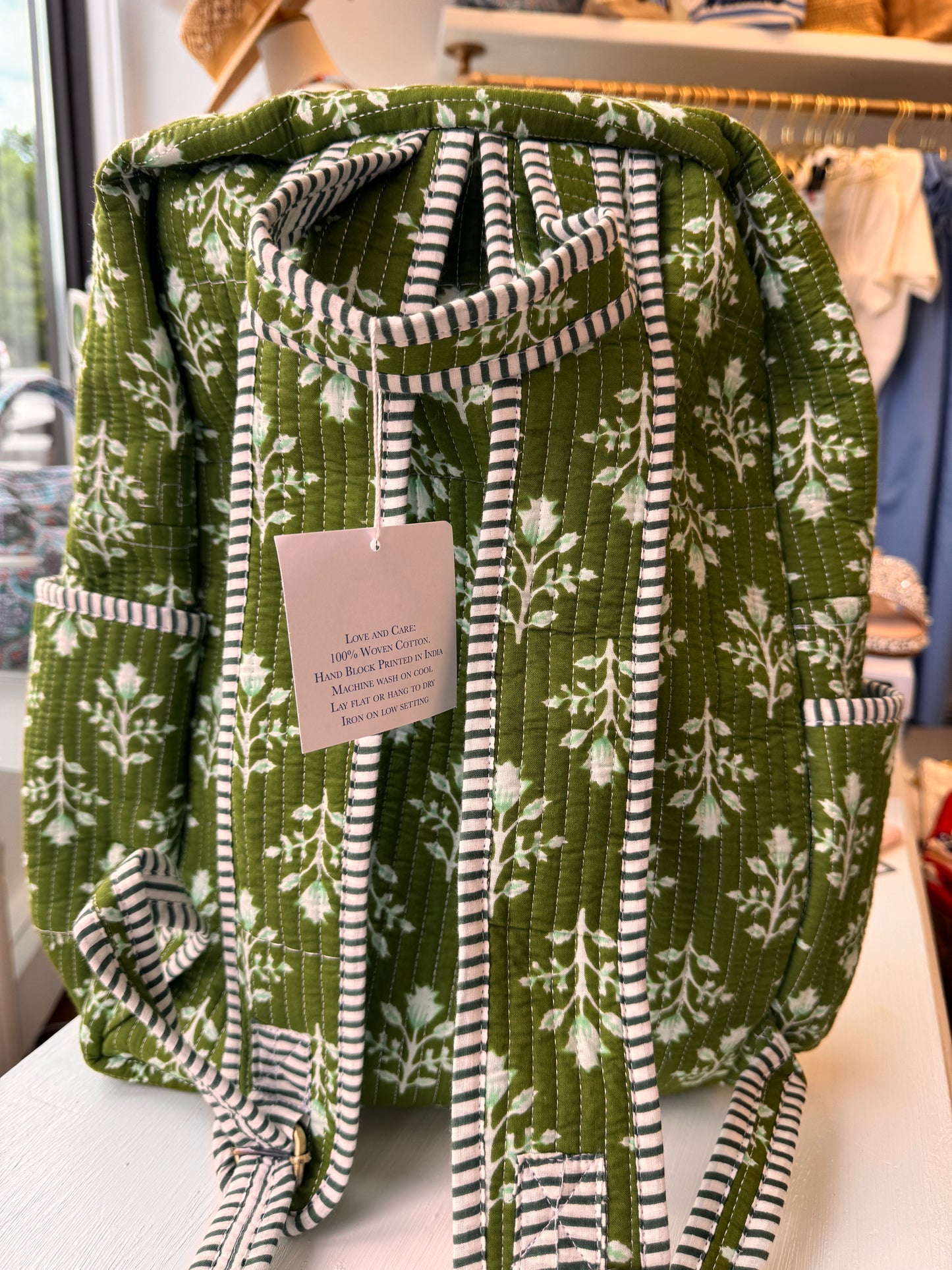 Green Quilted Backpack