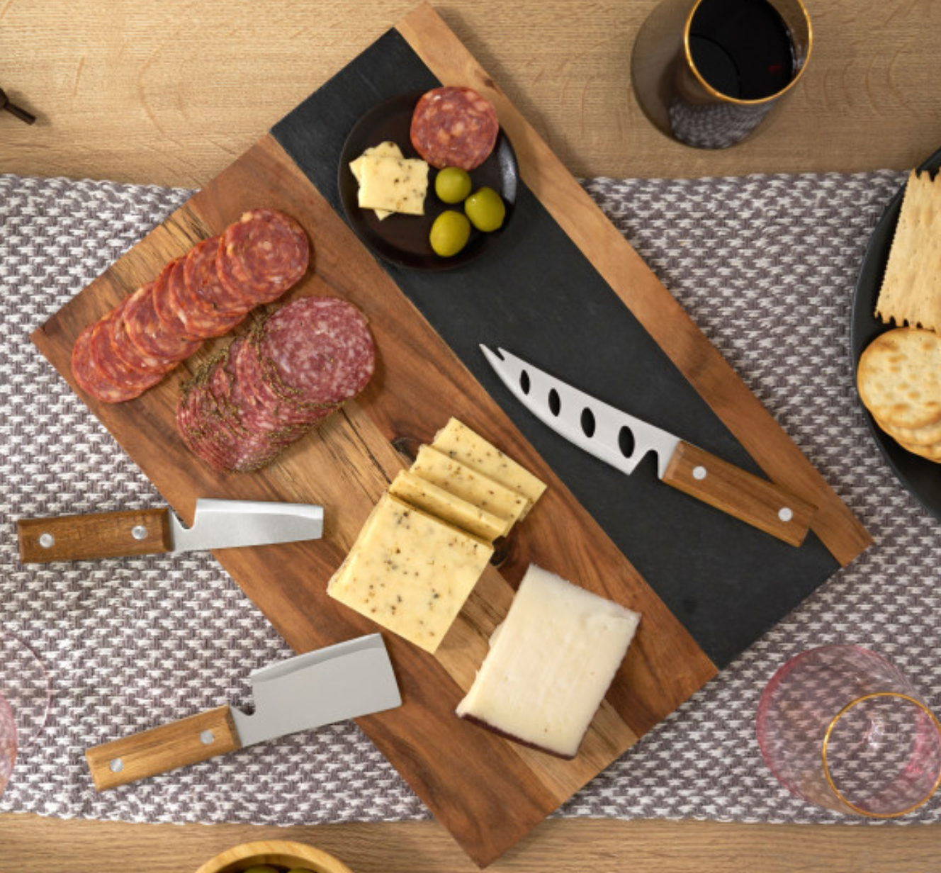 Twine 18" Acacia + Slate Charcuterie Board