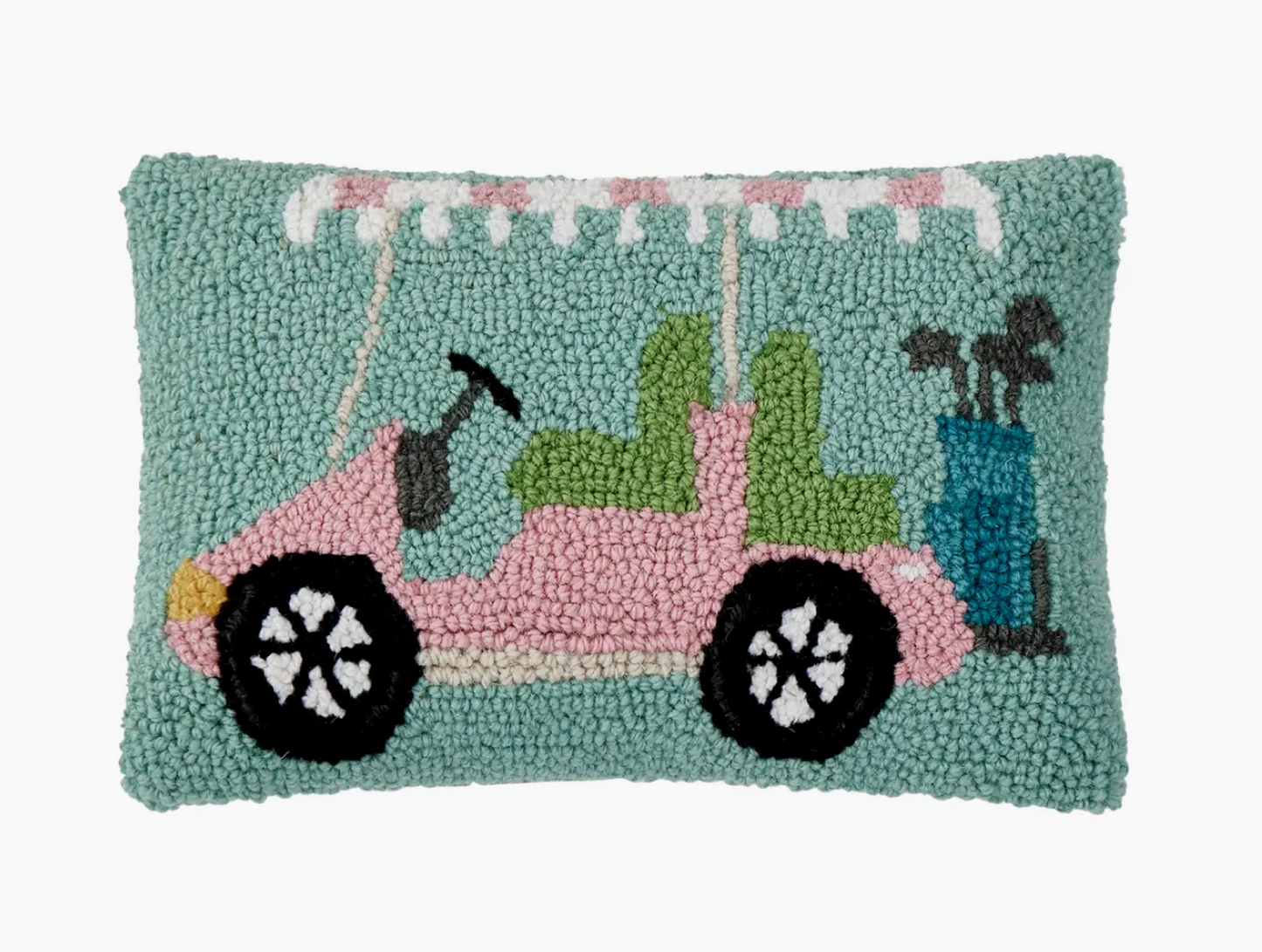 Pink Golf Cart Hook Pillow