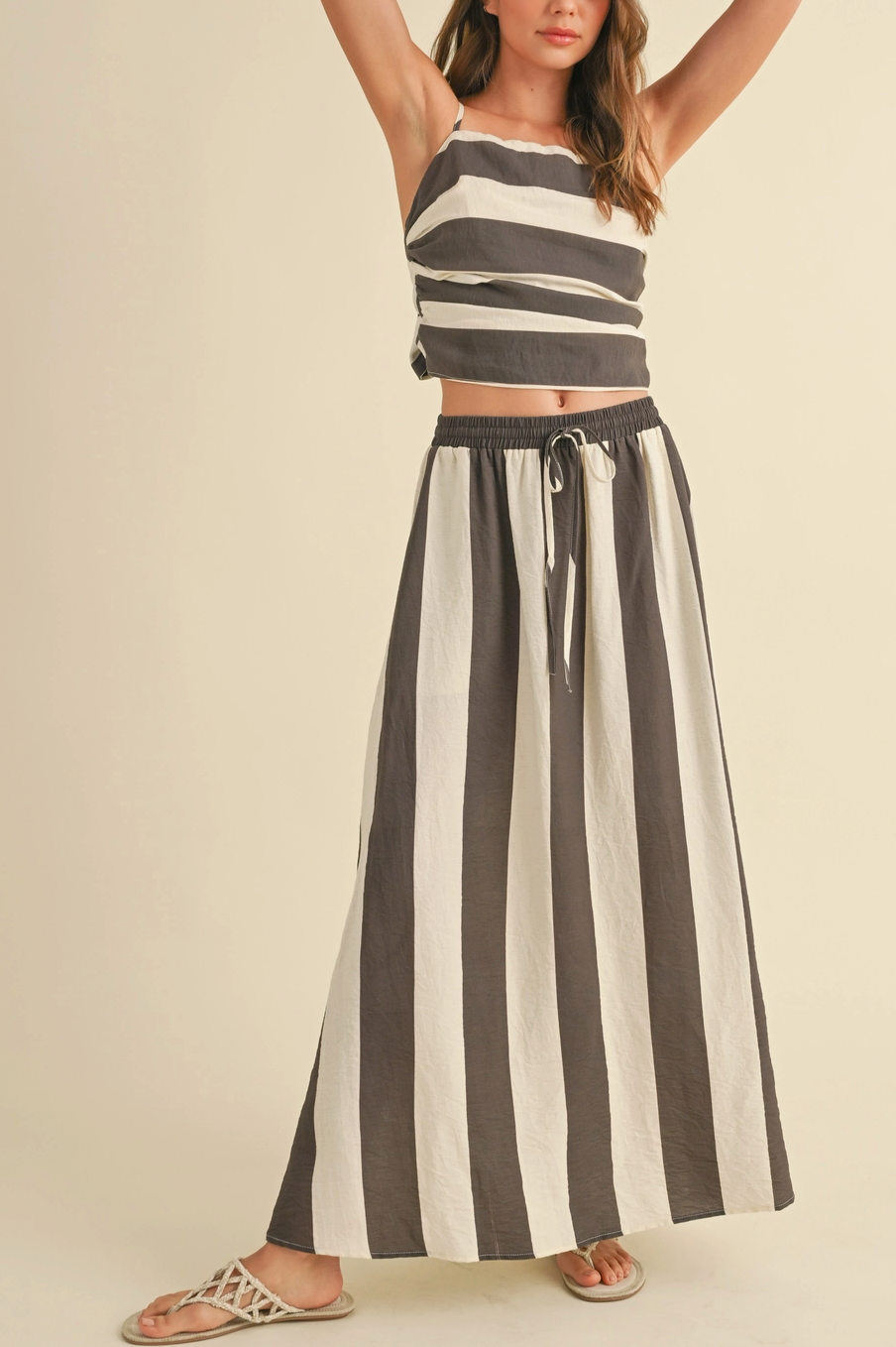 Horizontal Stripe Tied Top