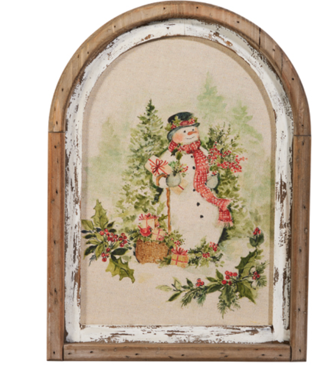 Watercolor Holiday Snowman Framed Wall Art