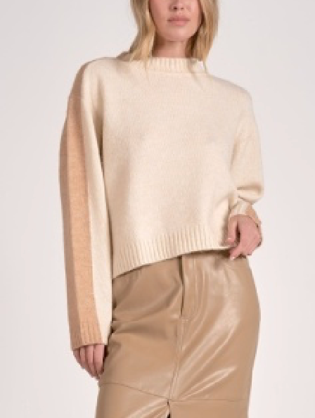 Elan Tan Color Block Sweater