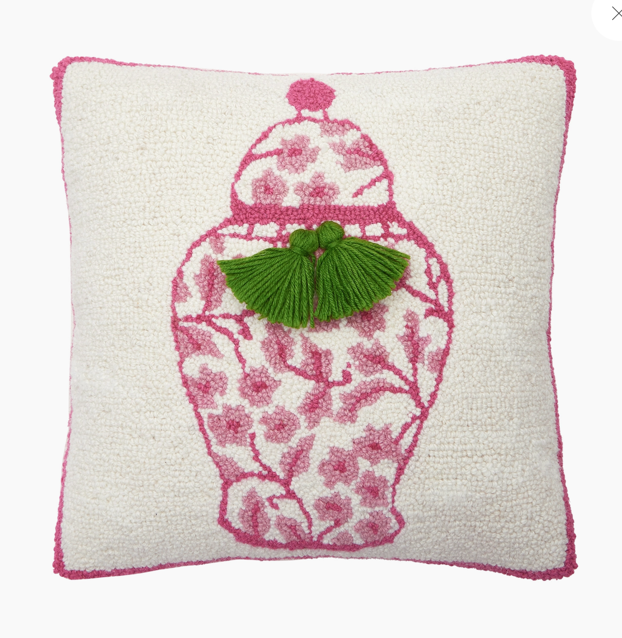 Chinoiserie Vase Pillow with Tassle