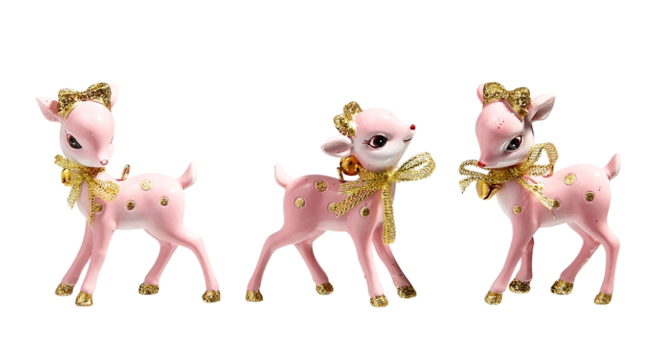 Pink Retro Deer Ornament