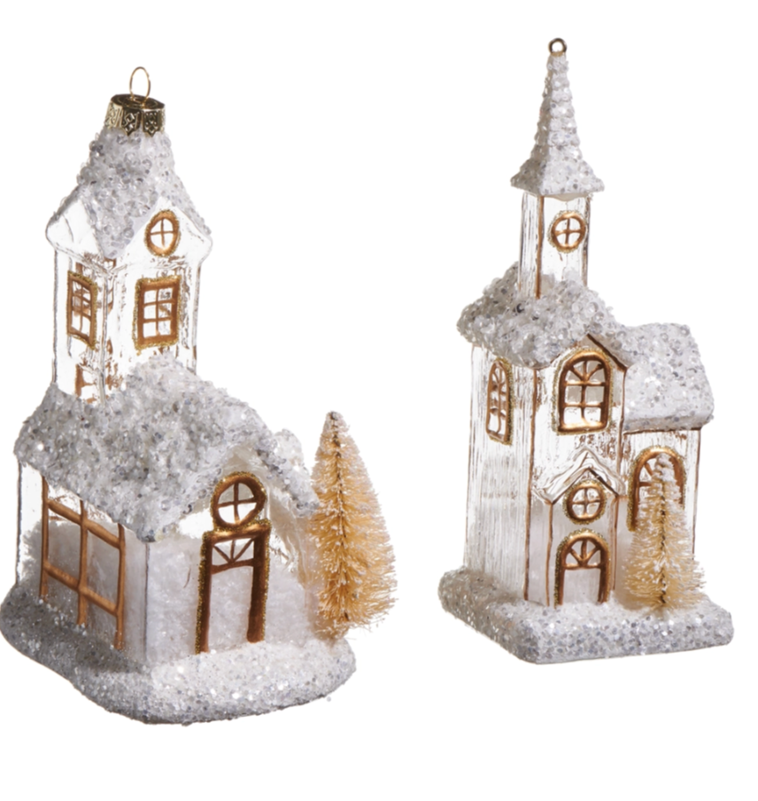 White Gold Church Ornament