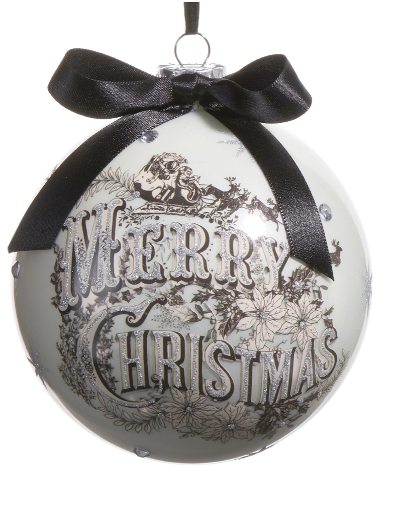 Vintage Merry Christmas Ball Ornament