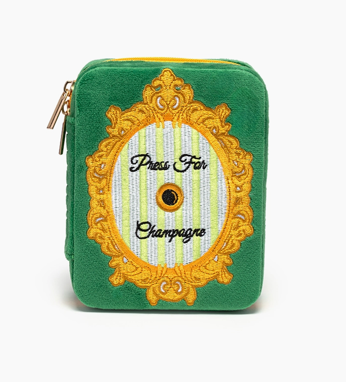 Velvet "Press for Champagne" Jewelry Organizer