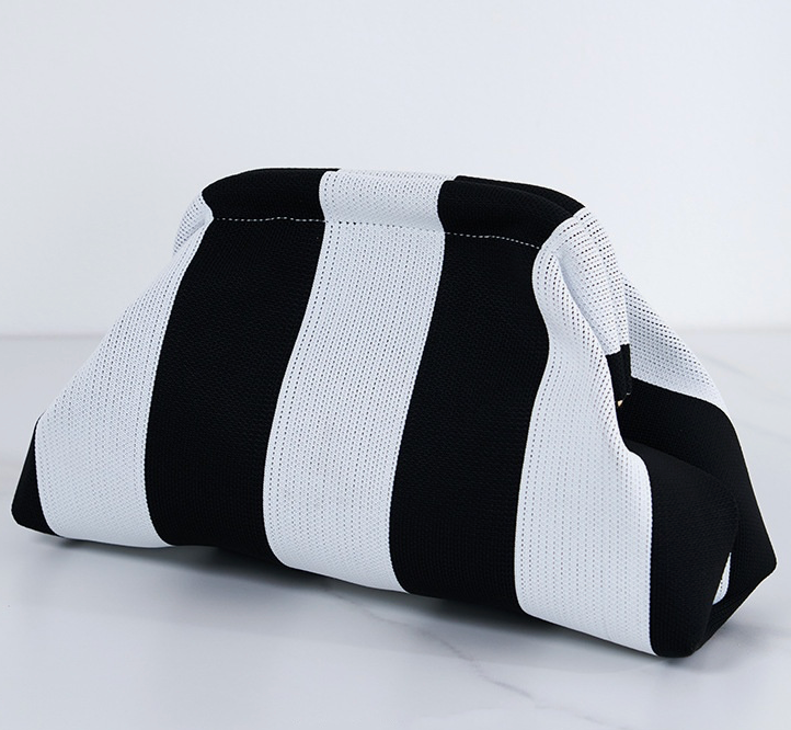 Compact Chic Stripe Makeup Bag