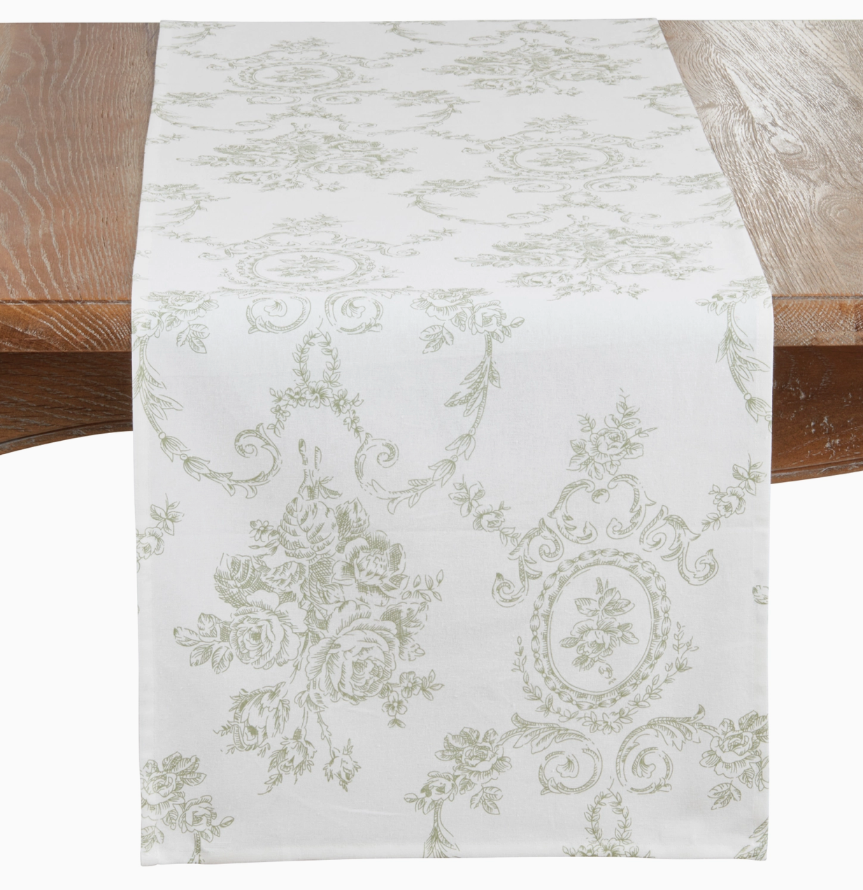 Olive Floral Toile Runner