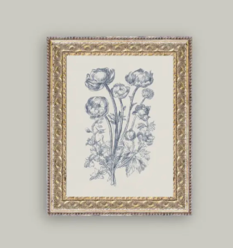 Blue Flower Sketch Framed