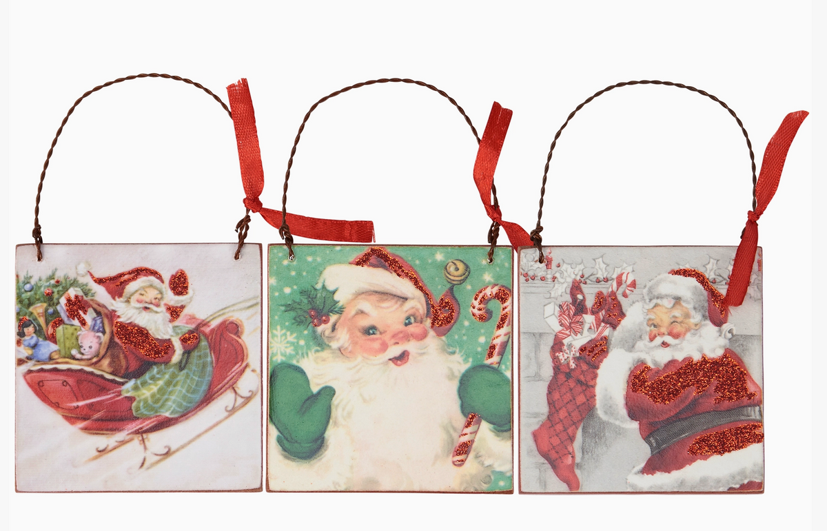Retro Wooden Santa Ornament