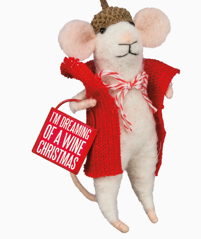 Wine Mouse Christmas Critter