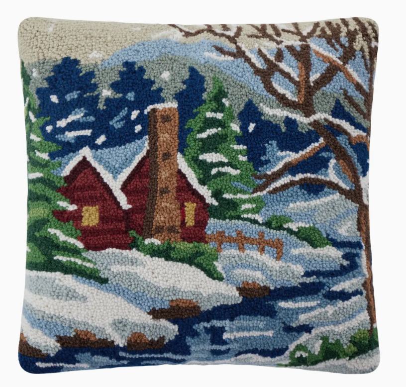 Snowy Cabin Hook Pillow