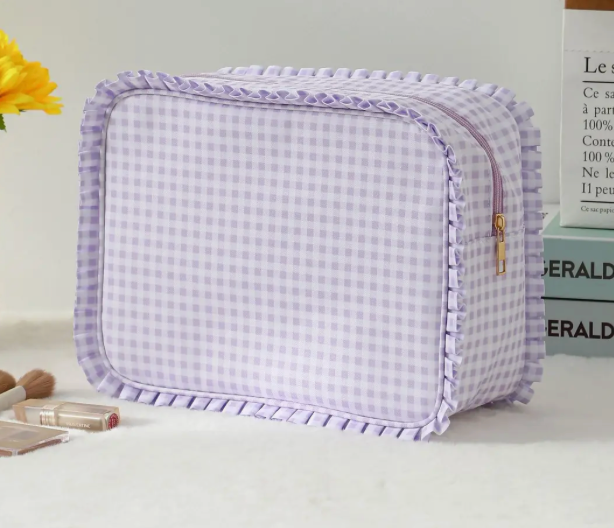 Purple Gingham Cosmetic Pouch