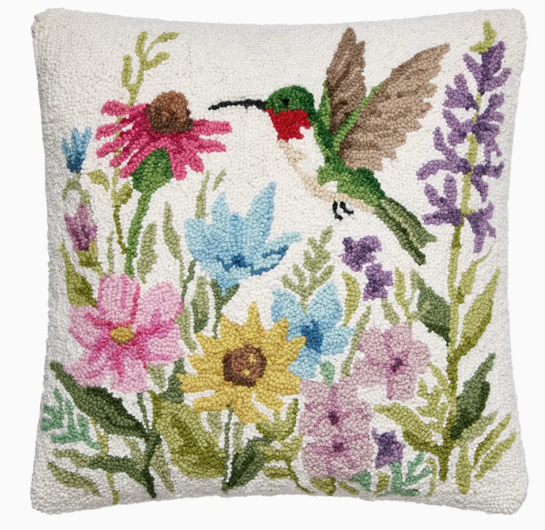 Hummingbird Wildflower Hook Pillow