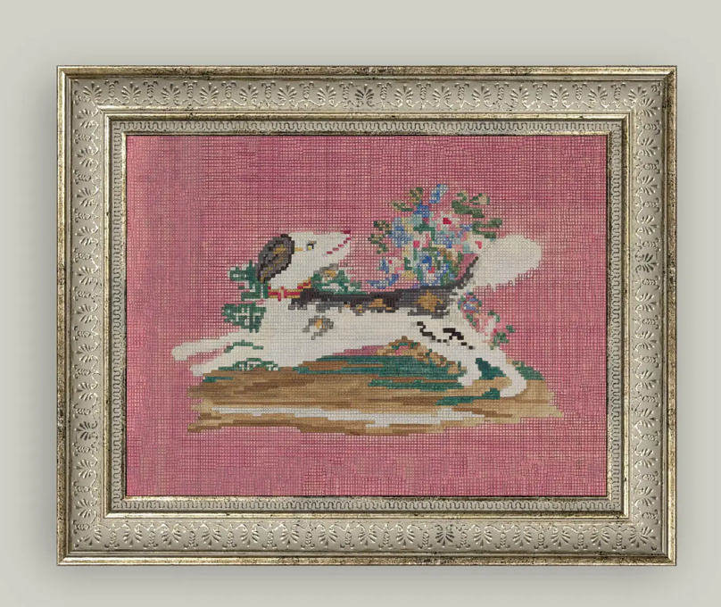 Embroidered Pup Framed Print