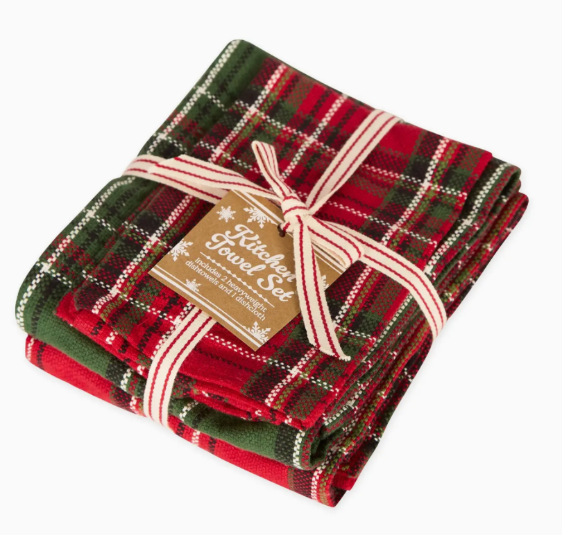 Boughs of Holly Plaid Heavyweight Kitchen Towels