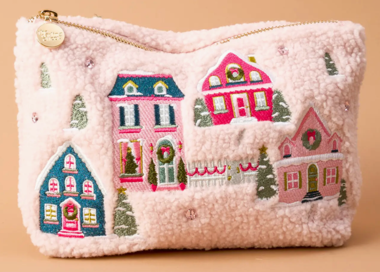 Pink Pine Village Teddy Pouch