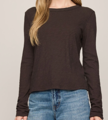 Z Supply Junie Long Sleeve Cocoa Bean Tee