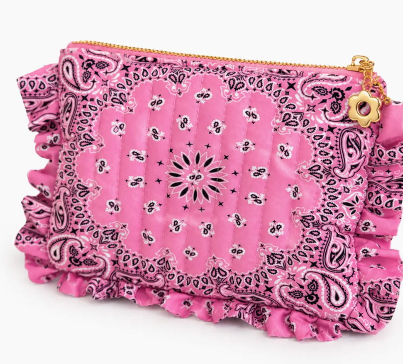 Pink Bandana Ruffle Pouch