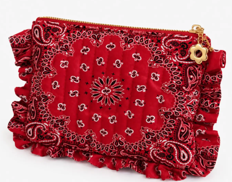 Red Bandana Ruffle Pouch