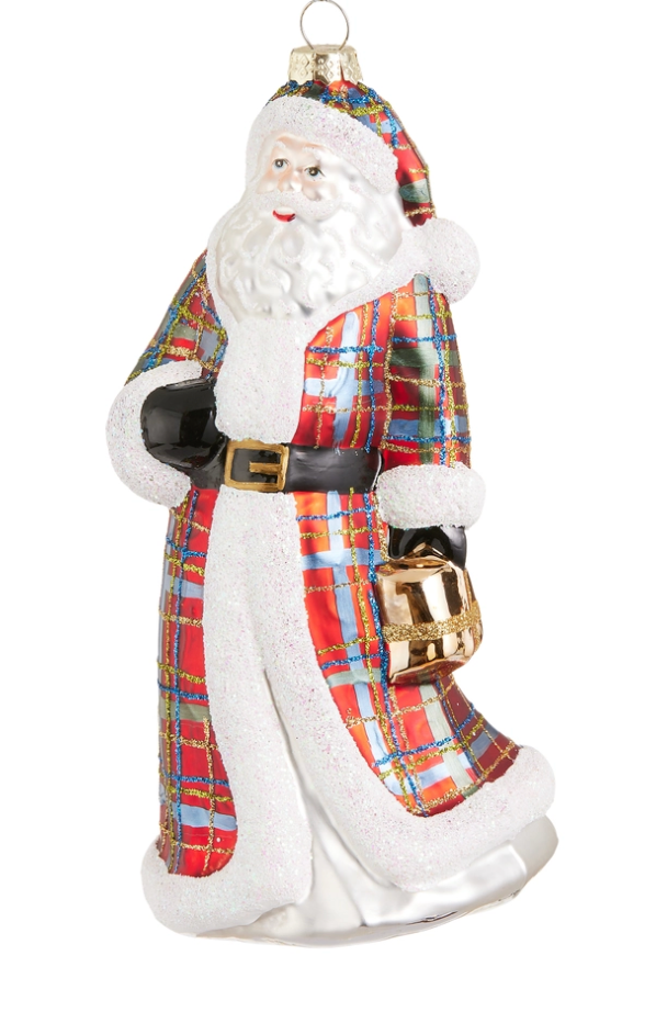 Plaid Santa Ornament