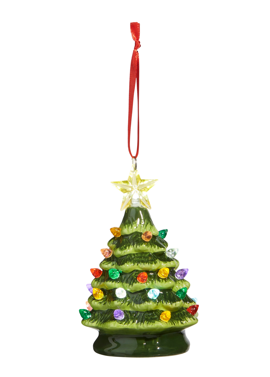 Vintage Inspired Green Lighted Tree Ornament