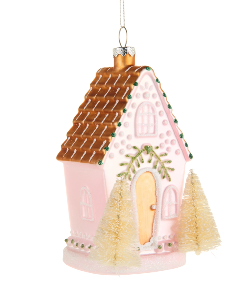 Pink Gingerbread House Ornament
