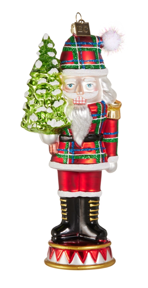 Red Plaid Nutcracker Ornament