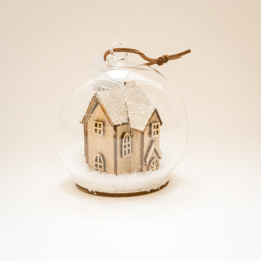 House and Chapel In Globe Ornament