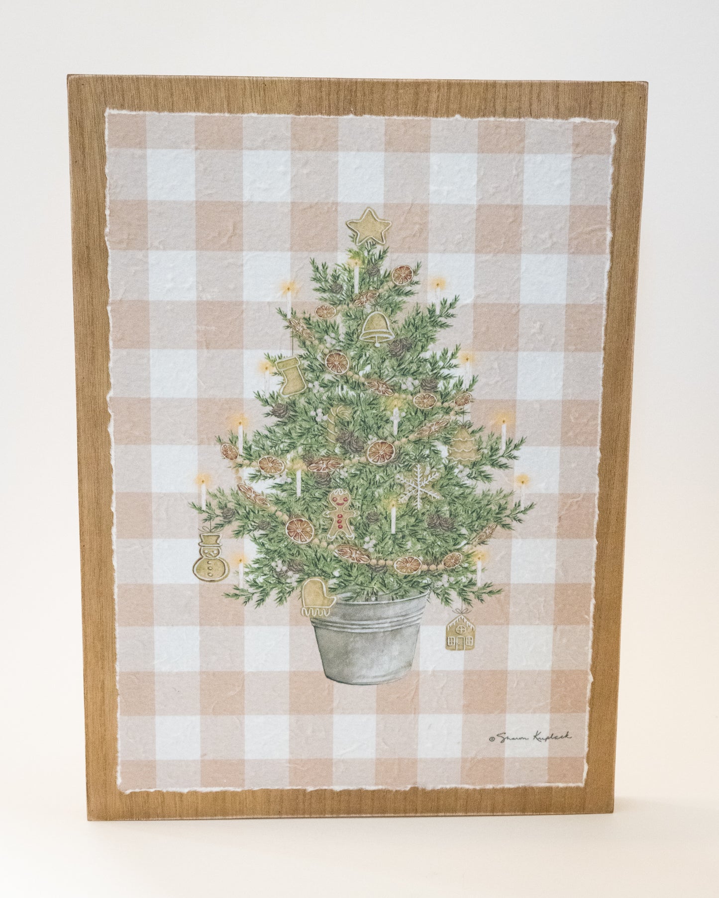 Textured Gingham Greenery Print