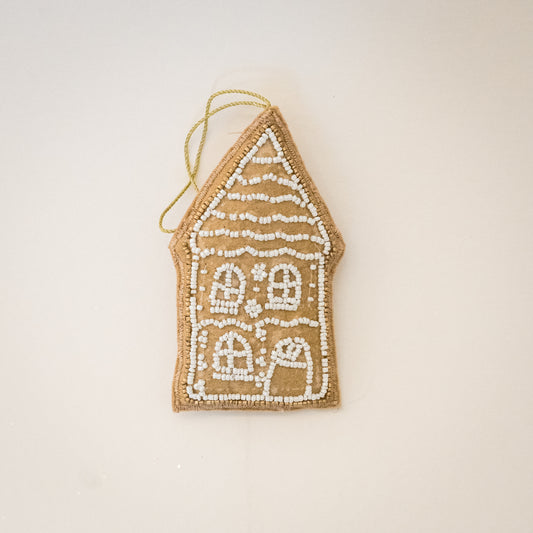 Embroidered Gingerbread House Ornament