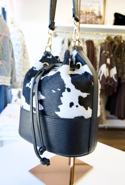 Cow Hide Bucket Bag