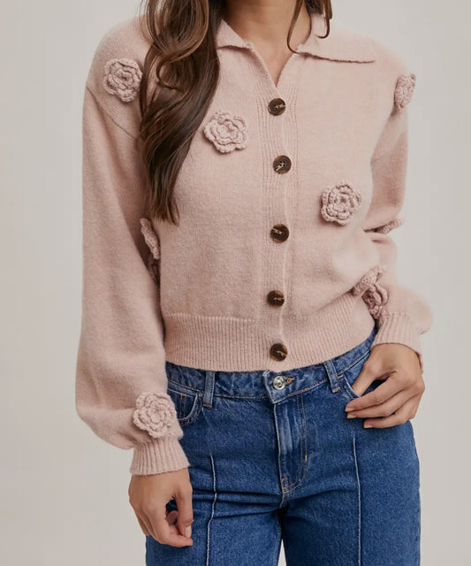 Pink Flower Cardigan