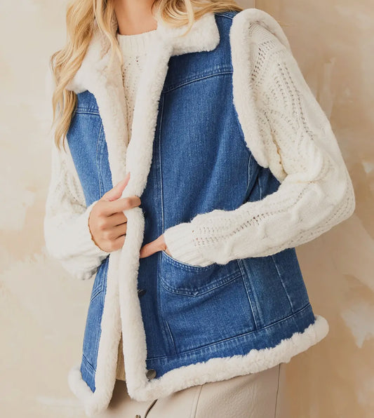 Denim Sherpa Vest