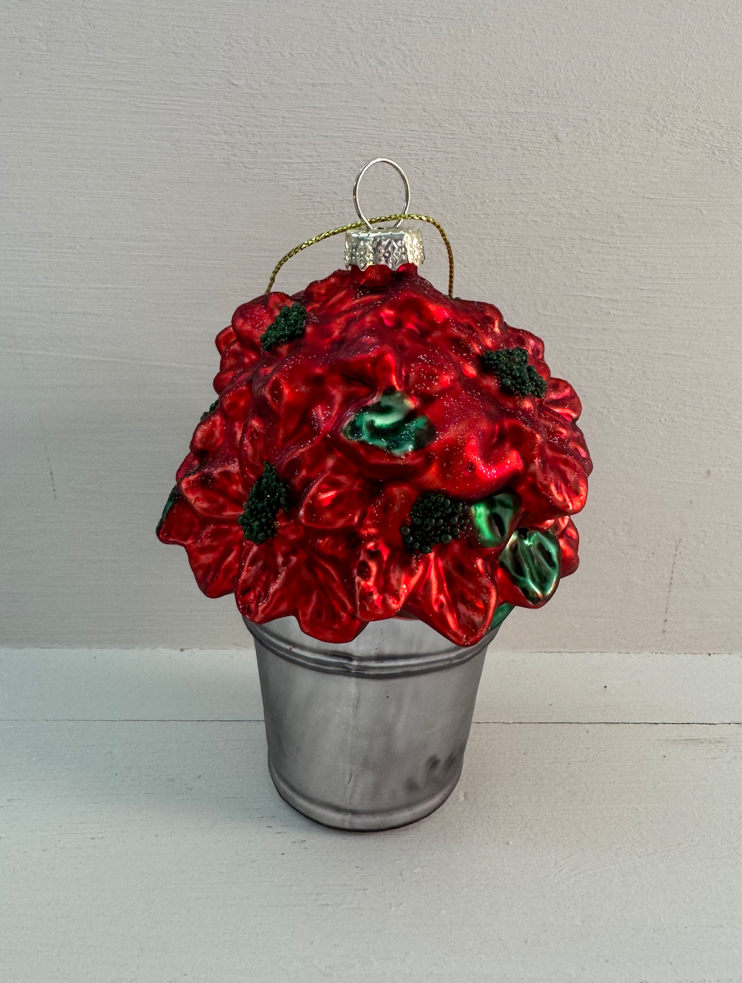 Bucket of Poinsettia Ornament