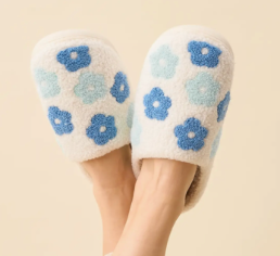 Blue and White Flower Slippers