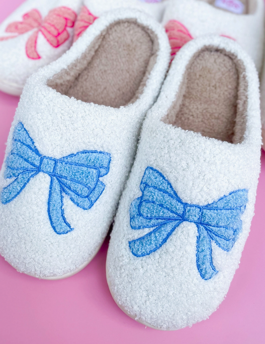 Blue Bow Slippers