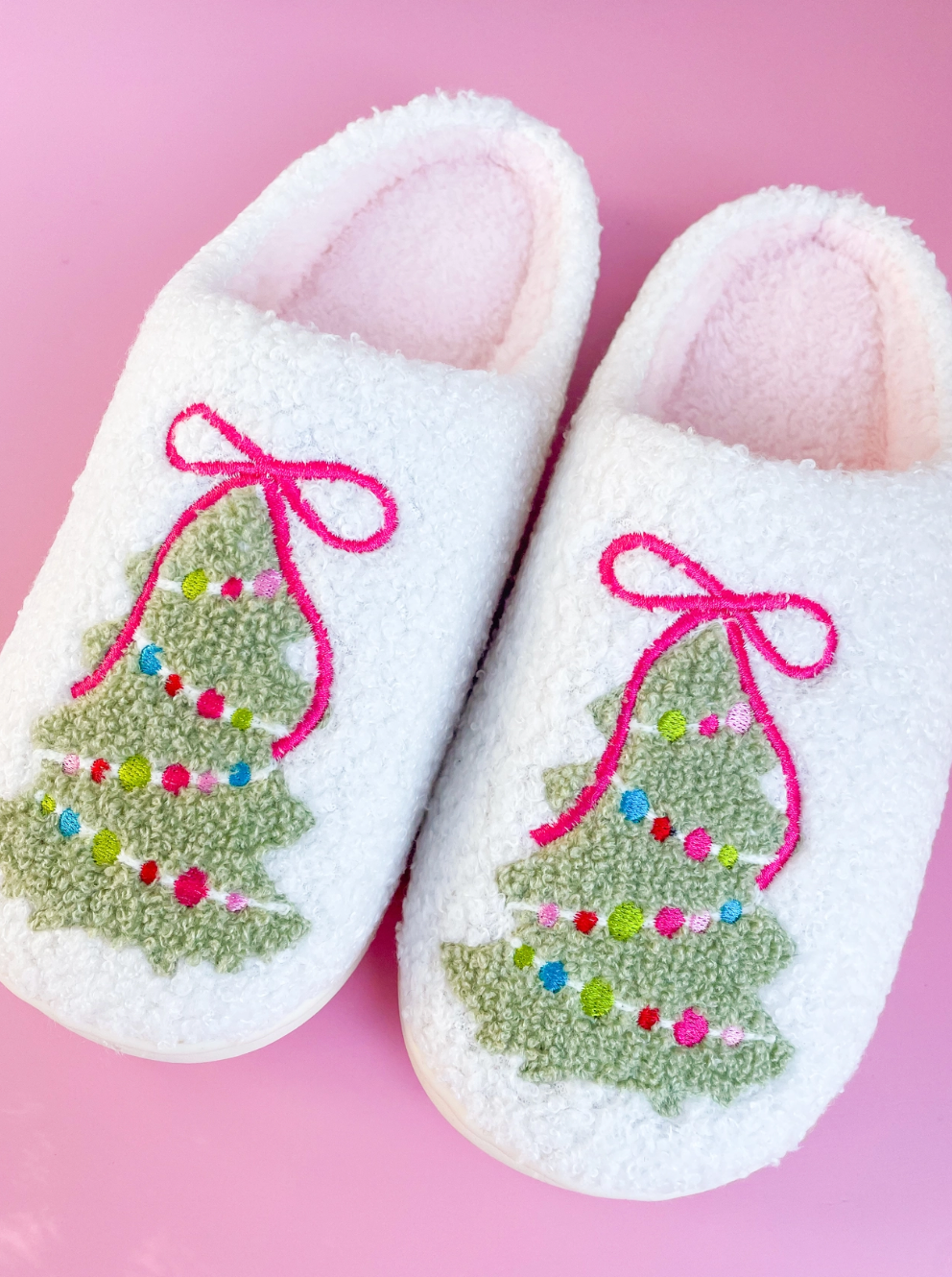 Pink Bow Tree Slippers