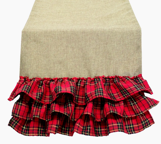 3-Layer Tartan Plaid Holiday Table Runner