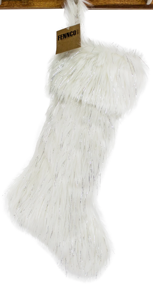 Fur Silver Thread Christmas Stocking