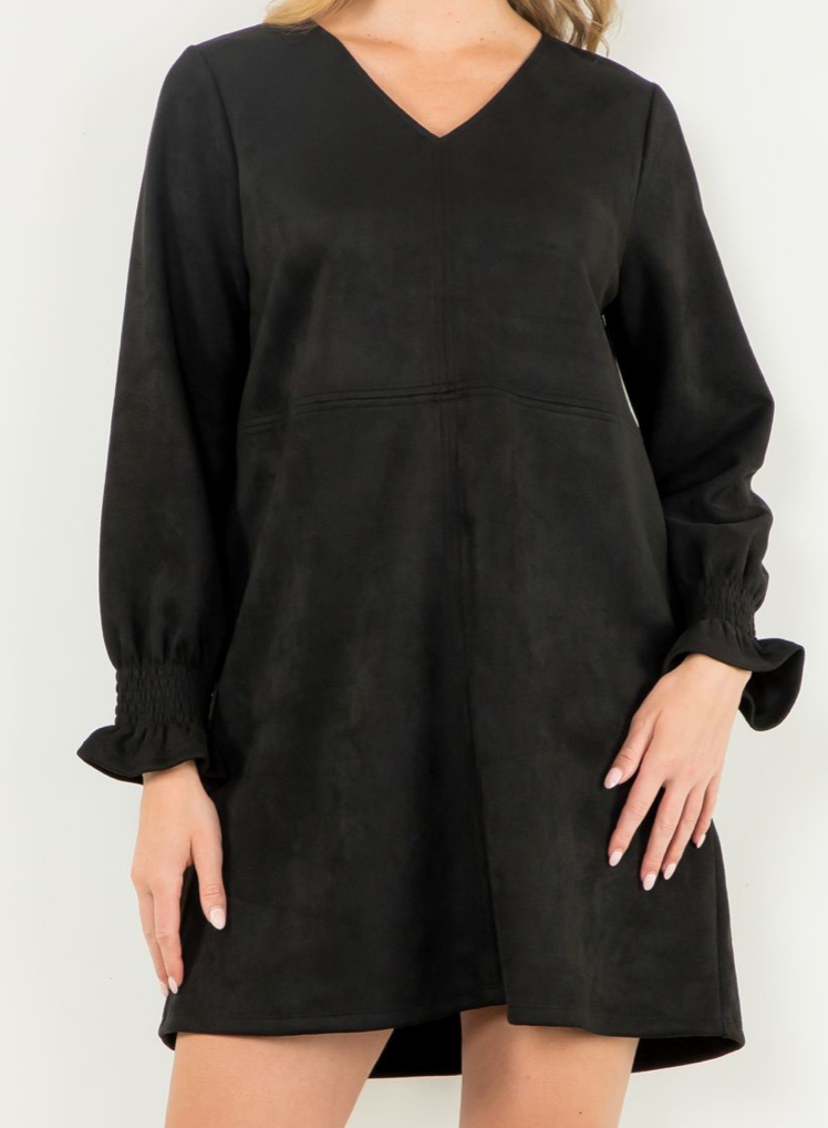 THML Long Sleeve Suede Dress