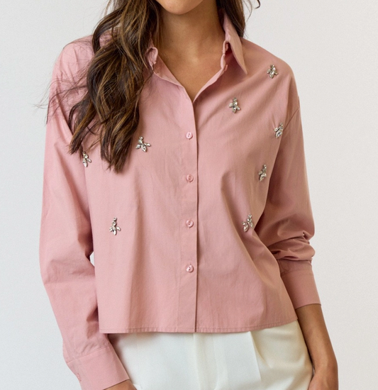 Pink Jeweled Blouse