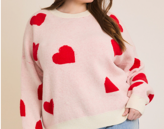 GILLI Round Neck Heart Sweater