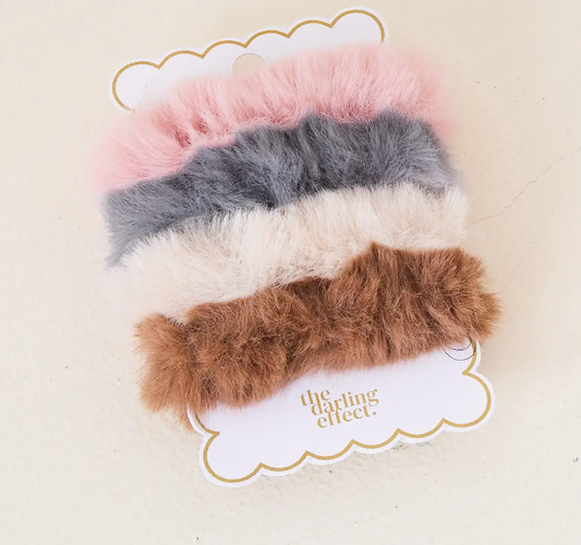 Faux fur scrunchie set