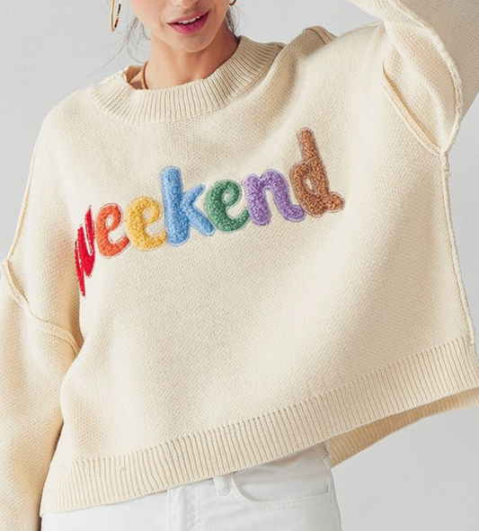 Weekend Embroidered Knit Sweater