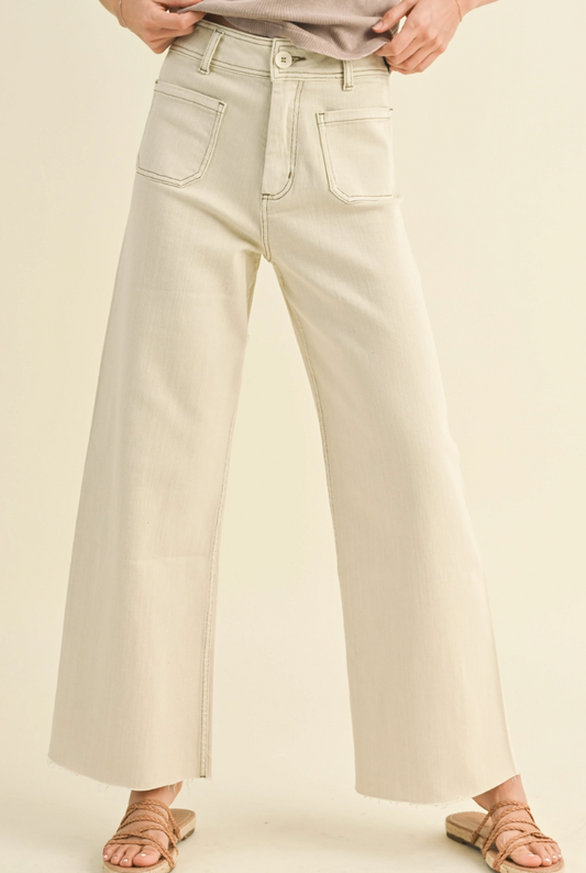 Straight Wide Leg Pants with Front Pockets