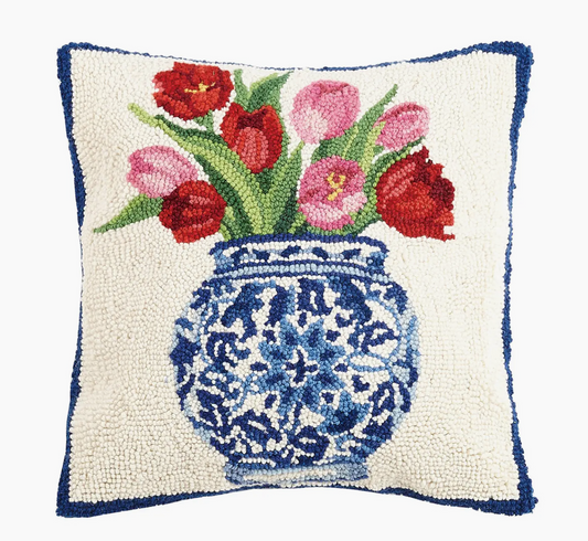 Chinoiserie Vase Tulip Hook Pillow